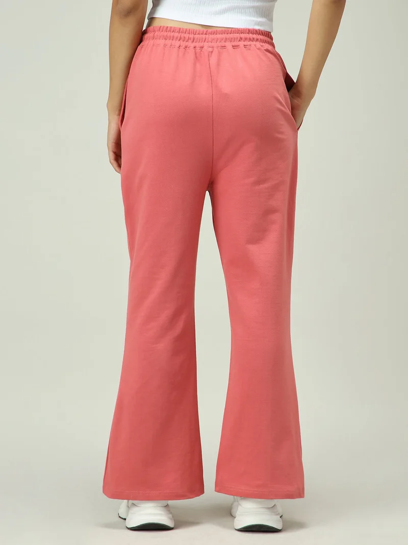 Outzidr Pink Mauve Solid Pintuck Sweatpants for Women | Best Price UAE